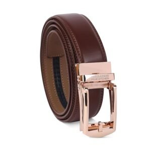 Genuine Leather Belt for Men, Premium Leather Belt with Auto Lock mechanism, Mens Belt Leather Branded with Slide Lock for Everyday Wear
